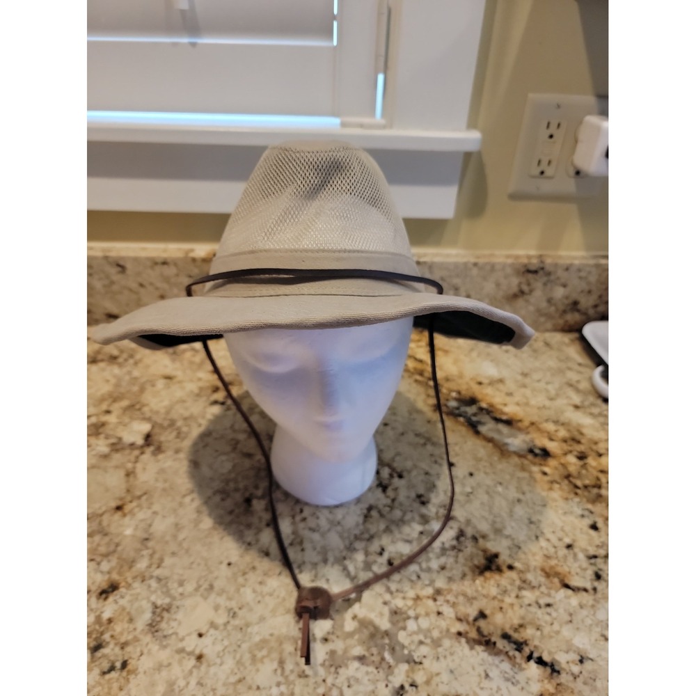 DPC Dorfman Pacific Packable Mesh Safari Hat Men's M Outback Leather Strap NWOT